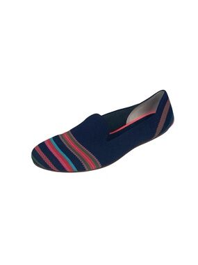 Rothy’s Merino Wool Flat Ballet Shoes Size 10 Knit Upper Navy Ribbon Stripe